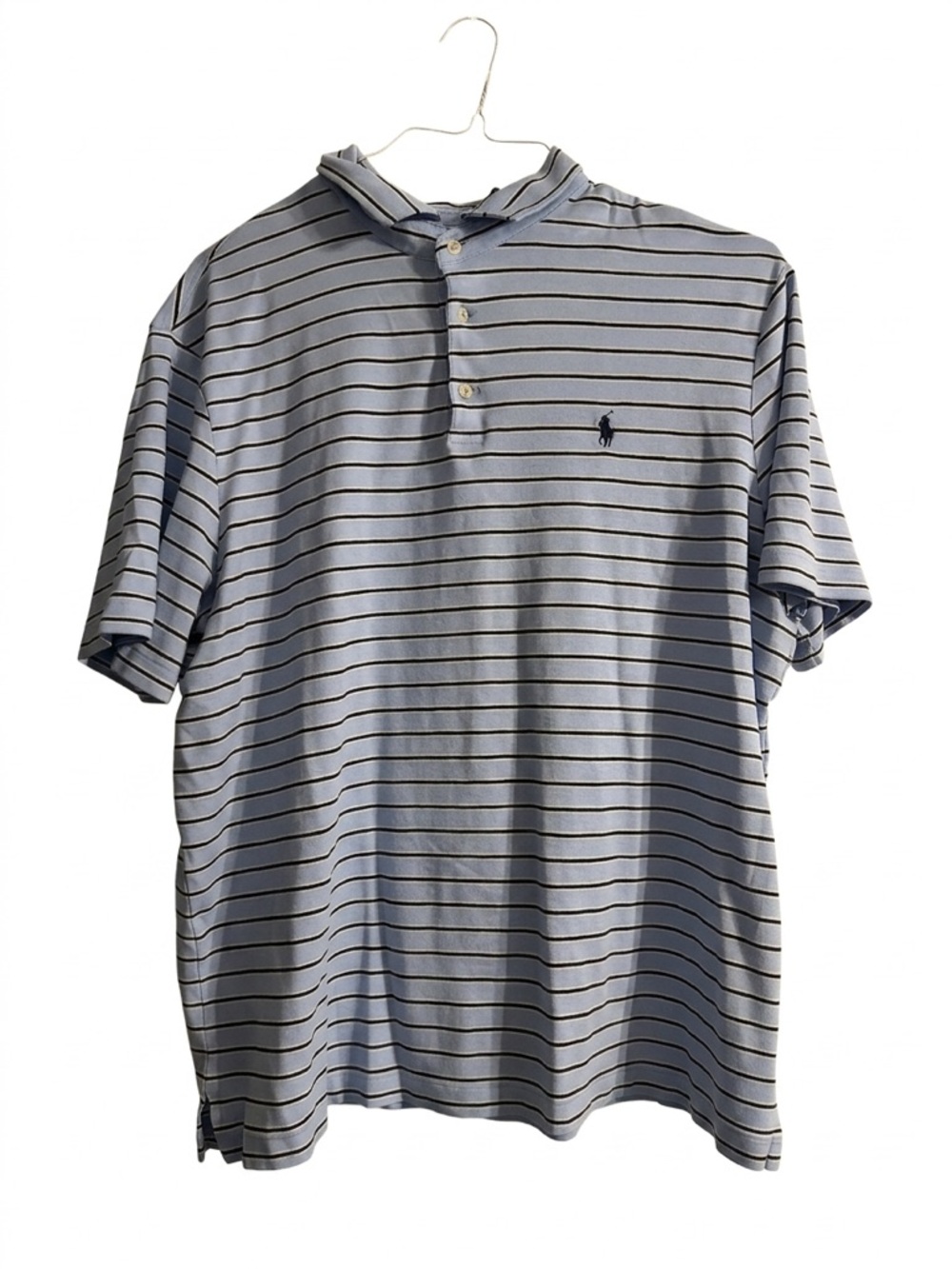 Ralph Lauren Men’s Light Blue Polo with Navy Stripes